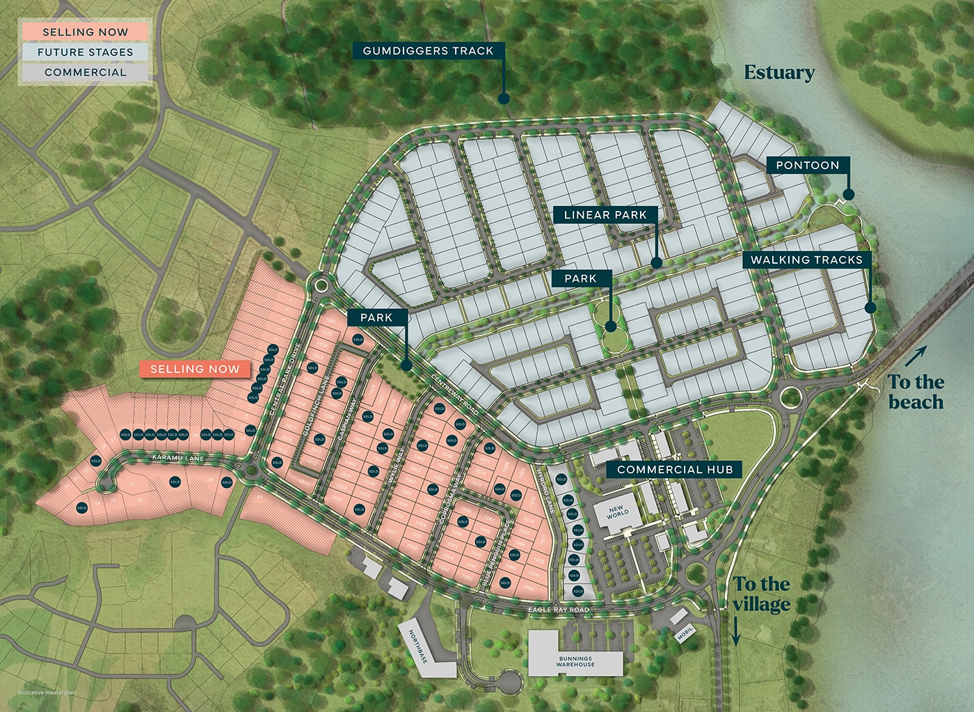 MAN0006 Masterplan Map with road names with sold stickers